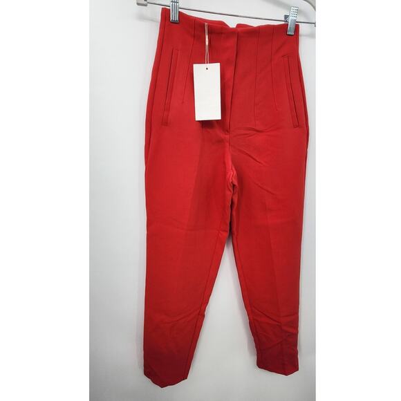 New NWT Zara High Waist Straight Leg Cropped Trouser Pant Size XS - Picture 8 of 16
